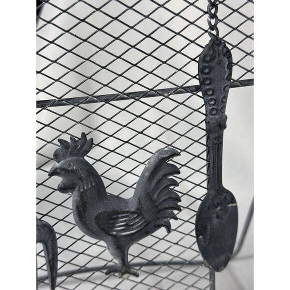 Rustic VTG Metal Rooster Spoon Cookbook Napkins Holder Stand Farmhouse Decor - Picture 7 of 12
